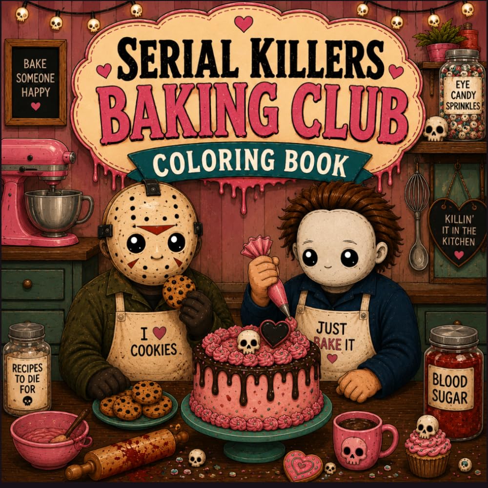 Serial Killers Baking Club Coloring Book: A Creepy Cute Coloring Adventure Filled with Kawaii Slasher Bakers, Haunted Cupcakes, Monster Cookies, Spooky Desserts, and Adorably Twisted Bakery Chaos