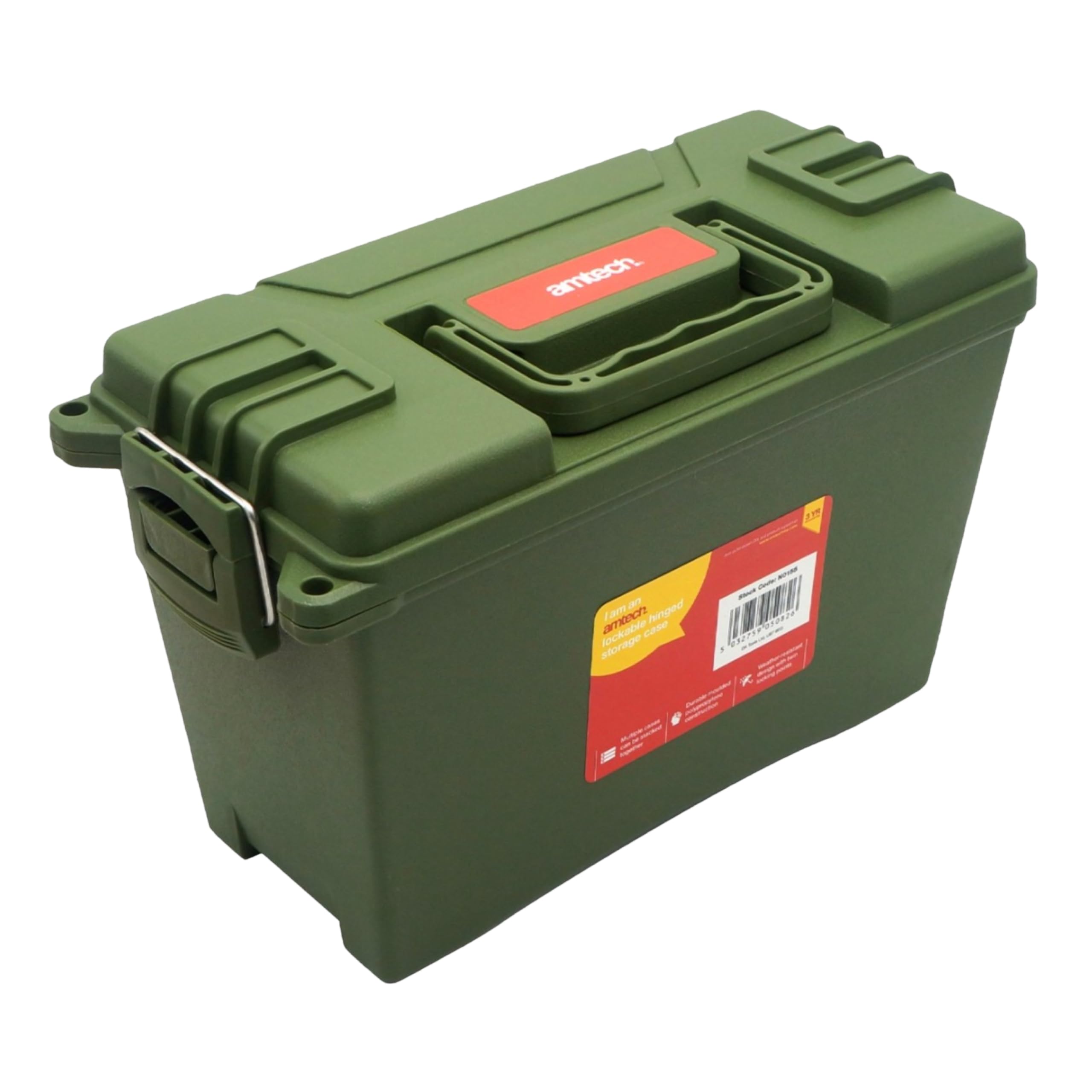 Amtech - Plastic Tool Box, Waterproof Storage Box with Twin Locking Points for Secure Storage, Durable Toolbox for Daily Use, Stackable Space-Saving Design, Maximum Capacity of 4kg/ 4.7L