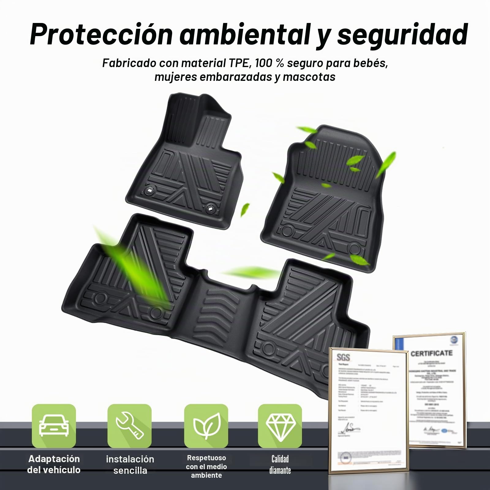 ECOZEN Alfombrillas Toyota RAV4 PHEV Plug-in Hybrid 2023-2026 de Goma para Coche 3D TPE Alfombrillas para Coche Antideslizantes talonera de Goma Reforzada de fijación para Todo Tipo de climas