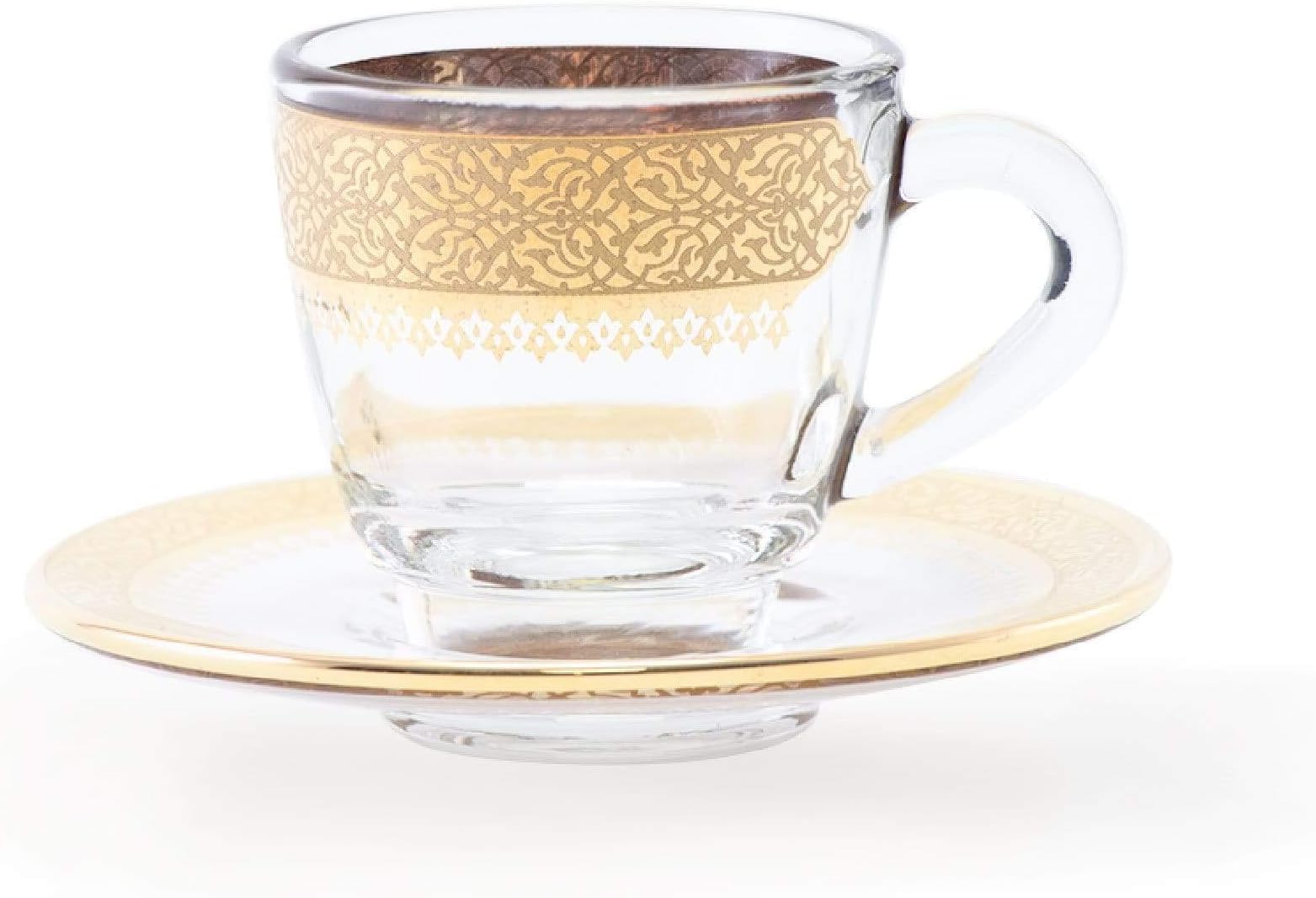 Set of 6 Pcs Coffee Cups and Saucers (Gold)