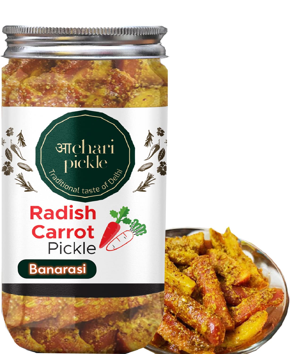 Banarasi Carrot Radish Pickle, Home Made, Gajar Mooli ka Achar 400 GM I Taste Bhi Health Bhi I Homemade & Organic Pickle (B0BYFBXSQP) Amazon Price History, Amazon Price Tracker