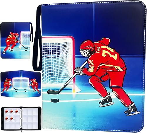 Carpeta de tarjetas de hockey con 900 bolsillos, tarjetero para coleccionistas de tarjetas, 9 bolsillos con 50 fundas extraíbles para tarjetas de