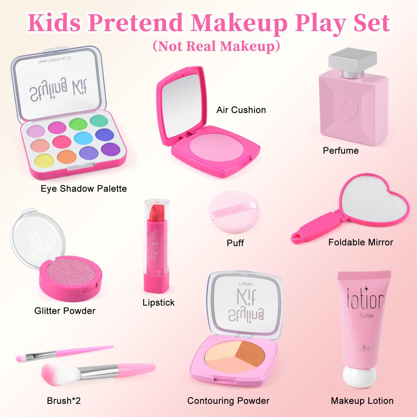AUTOMP Kids Makeup Play Set, Pretend Makeup Toy with 11 Realistic Accessories - Image 3