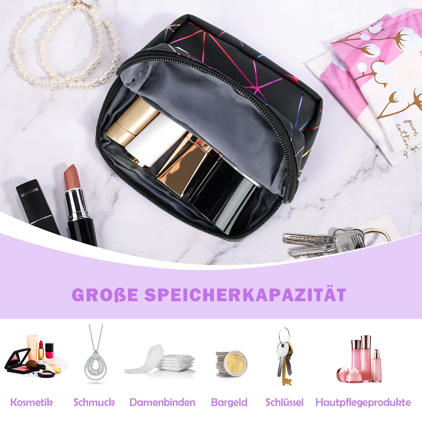 Likesing Tampon etui na chusteczki higieniczne 2 sztuki PU skóra nieprzemakalny czarny fioletowy