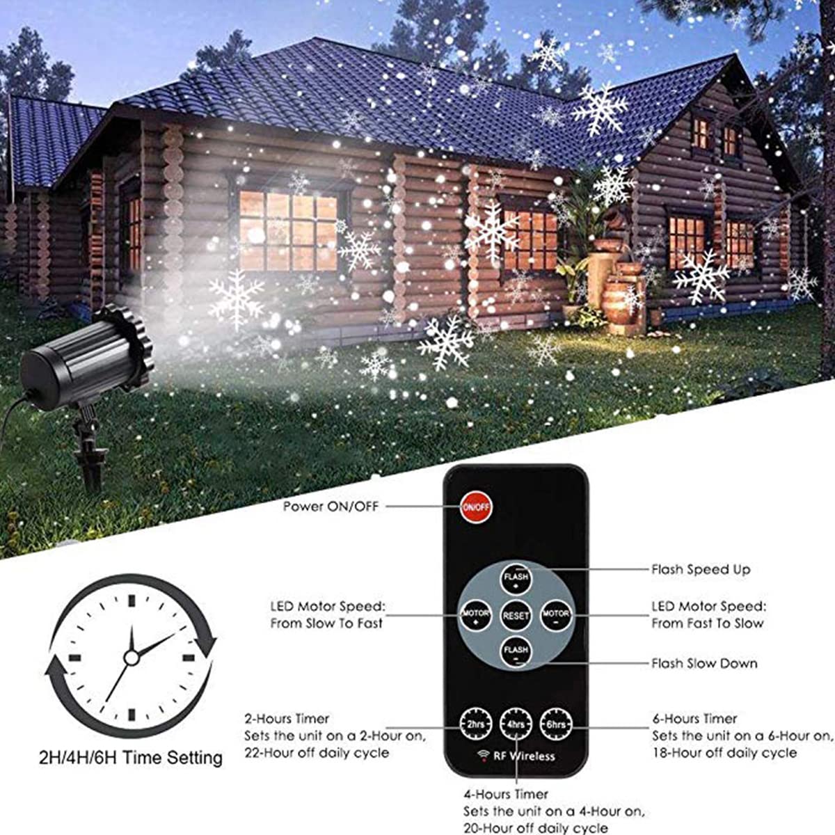 Proiettore di luci di Natale per esterni Impermeabile, fiocco di neve Proiettore di luce per nevicate Luci a LED Decorazione natalizia Luce di paesaggio rotante regolabile per Halloween Festa di Capod