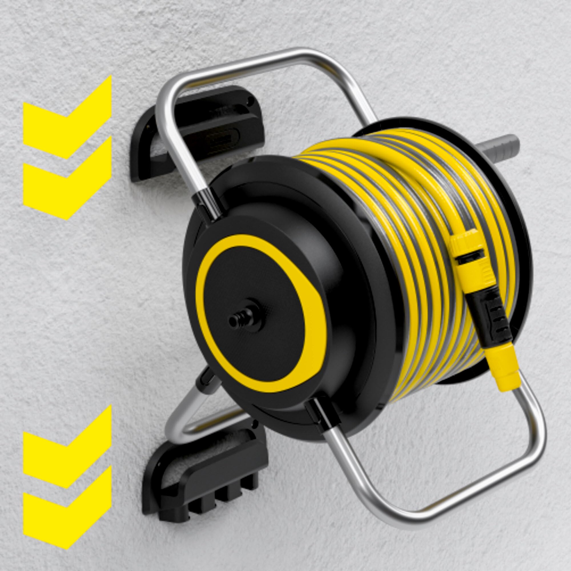 Kärcher Support de tuyau HR 4.30 : flexible, rangement facile au mur et pour une utilisation mobile dans le jardin, support de seringue, tuyau de 30 m et accessoires, noir