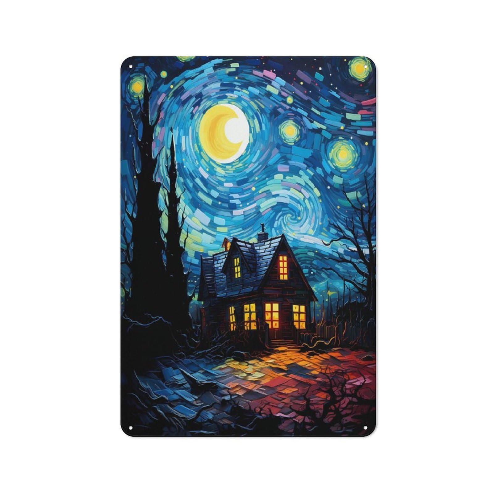 Junmoney Landscape Fantasy Vintage Metal Sign 30X20cm For Hobby Room Or Studio, Housewarming Present For People Styling Hobby Room And Studio