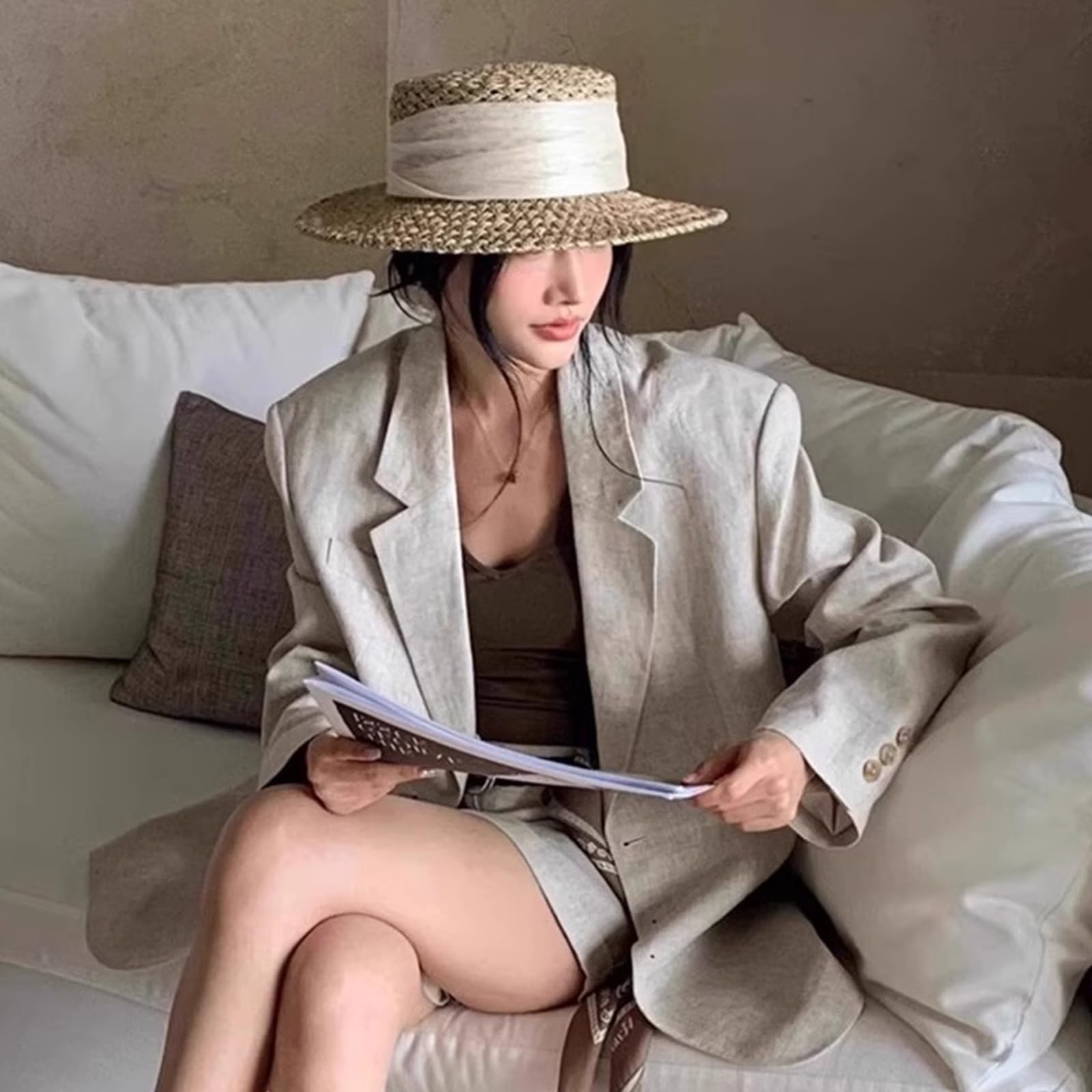Cappello vittoriano regolabile di carta cappello di paglia per le donne, leggero pieghevole spiaggia giardinaggio accessori esterni cravatta da donna leggero viaggio giardinaggio accessori
