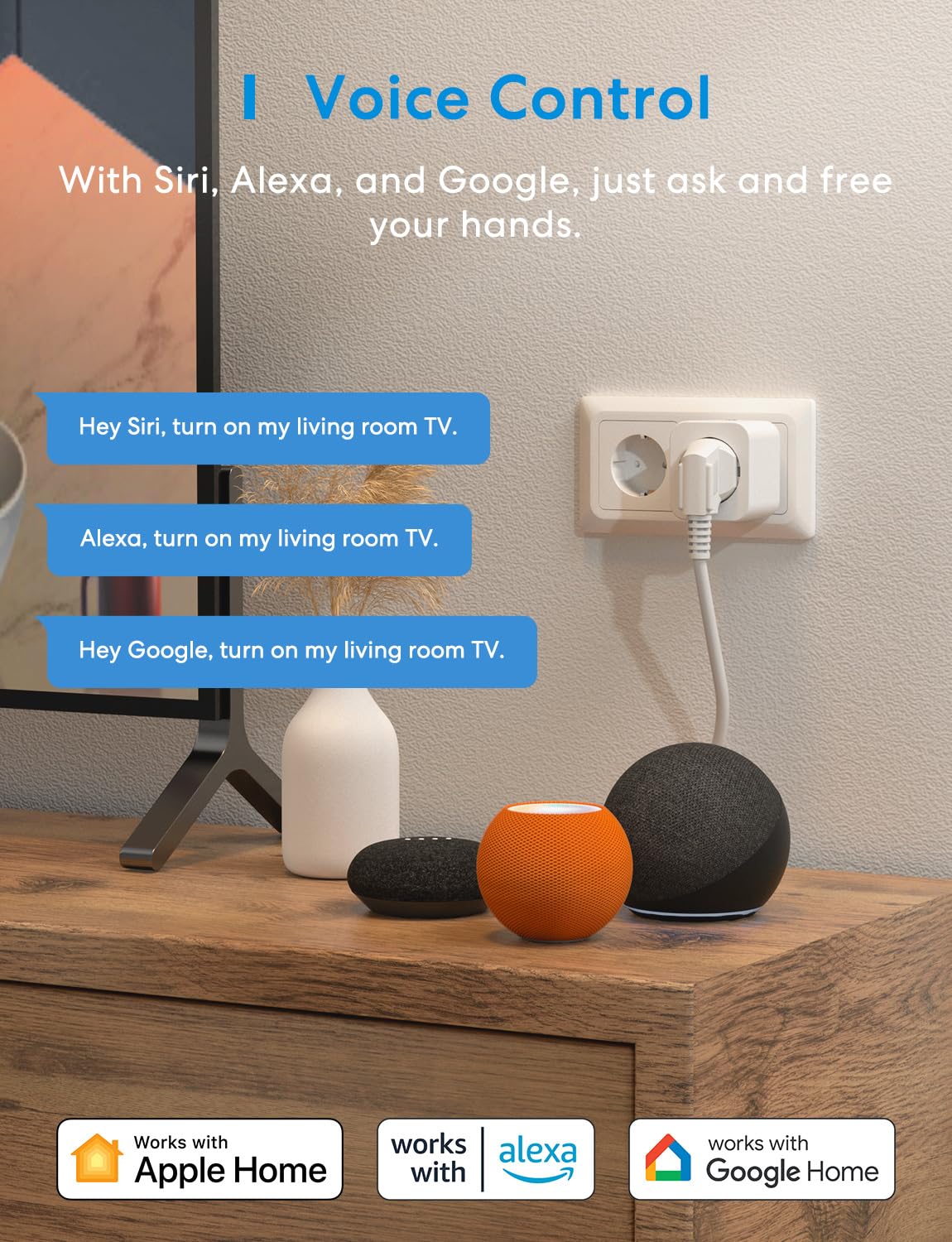 Meross Enchufe Inteligente 16A, Enchufe Inteligente Wifi Con Mide El Consumo, Enchufes Con Mando a Distancia, Enchufes Matter Compatible con HomeKit, Alexa y Google Home, SmartThings, 2 Piezas - 4