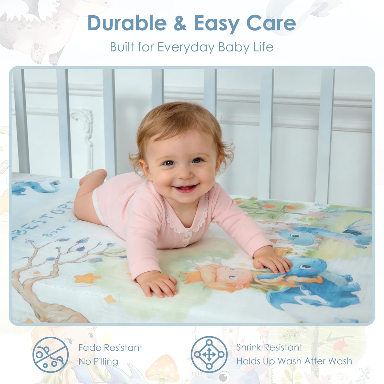 Crib Sheets 2 Pack, 100% Cotton Fitted Crib Sheets for Baby Boys & Girls, Soft Breathable Baby Crib Sheet, Snug Fit for 52 x 28 Mattress (3–8"), Nursery Bedding Set, Royal Explorer’s Tale