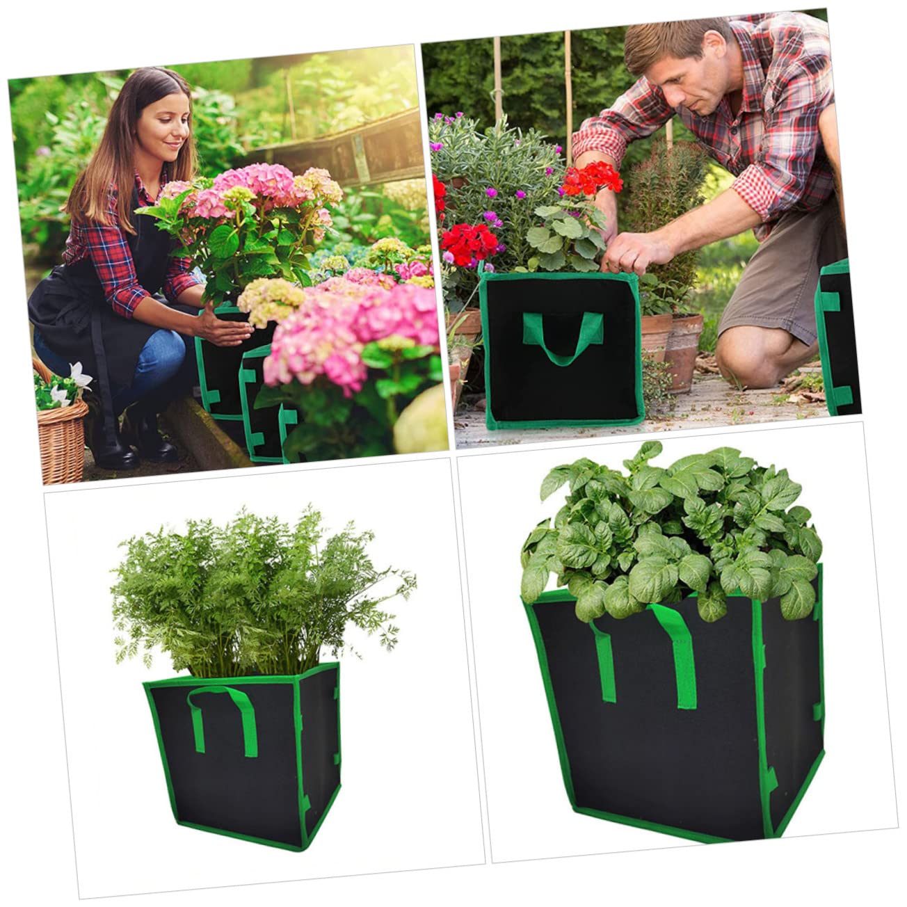Kisangel 4 Sätze Sämlingsbeutel Pflanztasche Wachsen Growbags Aus Filz Aufbewahrungstasche Taschen Für Sukkulentenpflanzen Pflanzenbehälter Gefühlt 2 Stück * 4