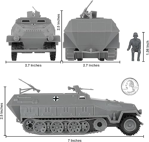 Miniatura 2 de BMC CTS WW2 German Hanomag Halftrack - 5 piezas de plástico gris ejército hombres vehículo blindado