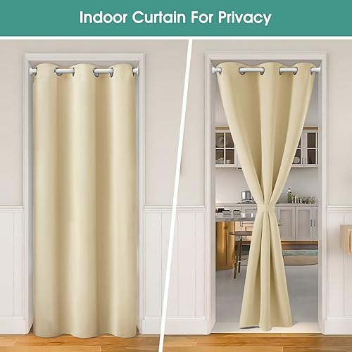 Miniatura 91 de HOMEIDEAS Cortinas de puerta para privacidad de puerta, cortina opaca para puerta de armario para dormitorio, cortinas con aislamiento con lazo