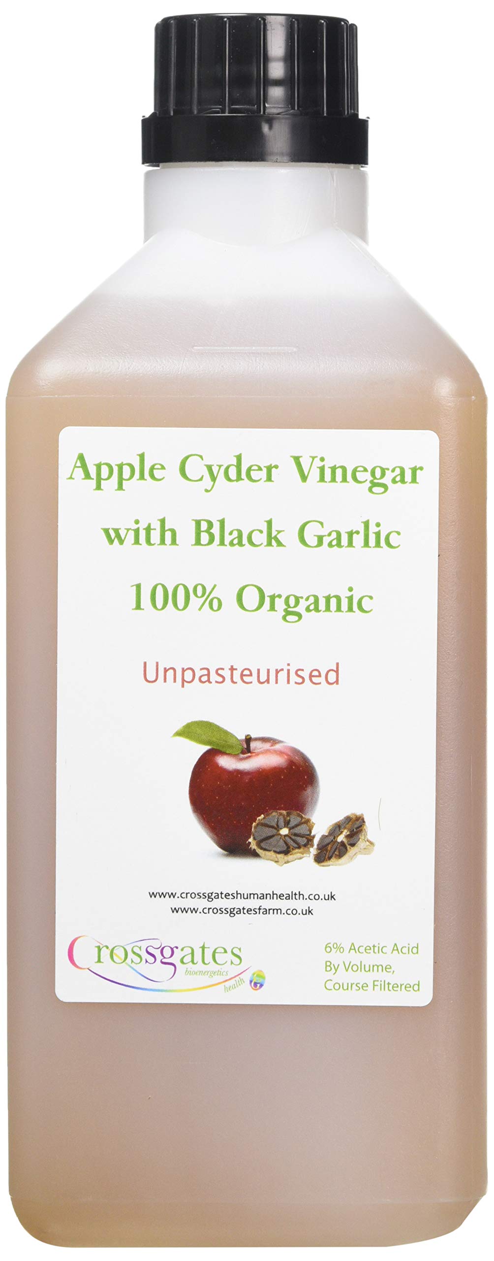 Crossgates Organic Apple Cider Vinegar Plus Organic Black Garlic, 1 Litre