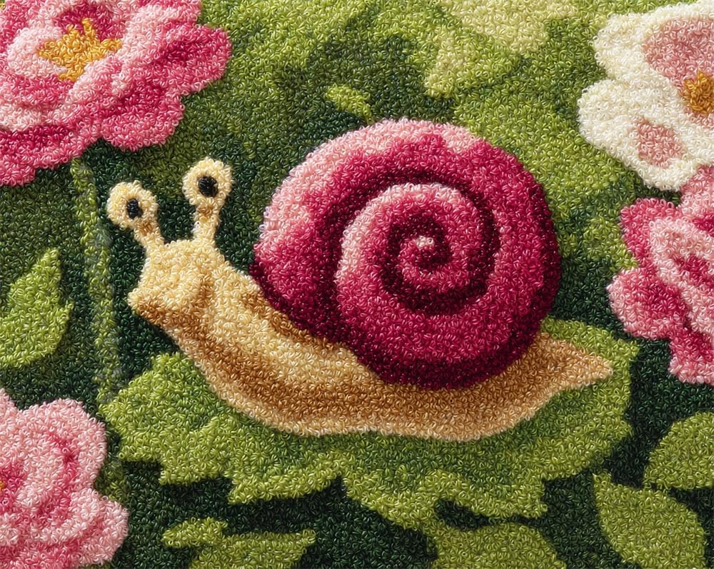 Kitquiver Latch Hook Kits for Adults Rug Snail On A Flower DIY with Printed Canvas Crochet Yarn Handmade Embroidery Crafts Crochet for Home Decoration 39X55In
