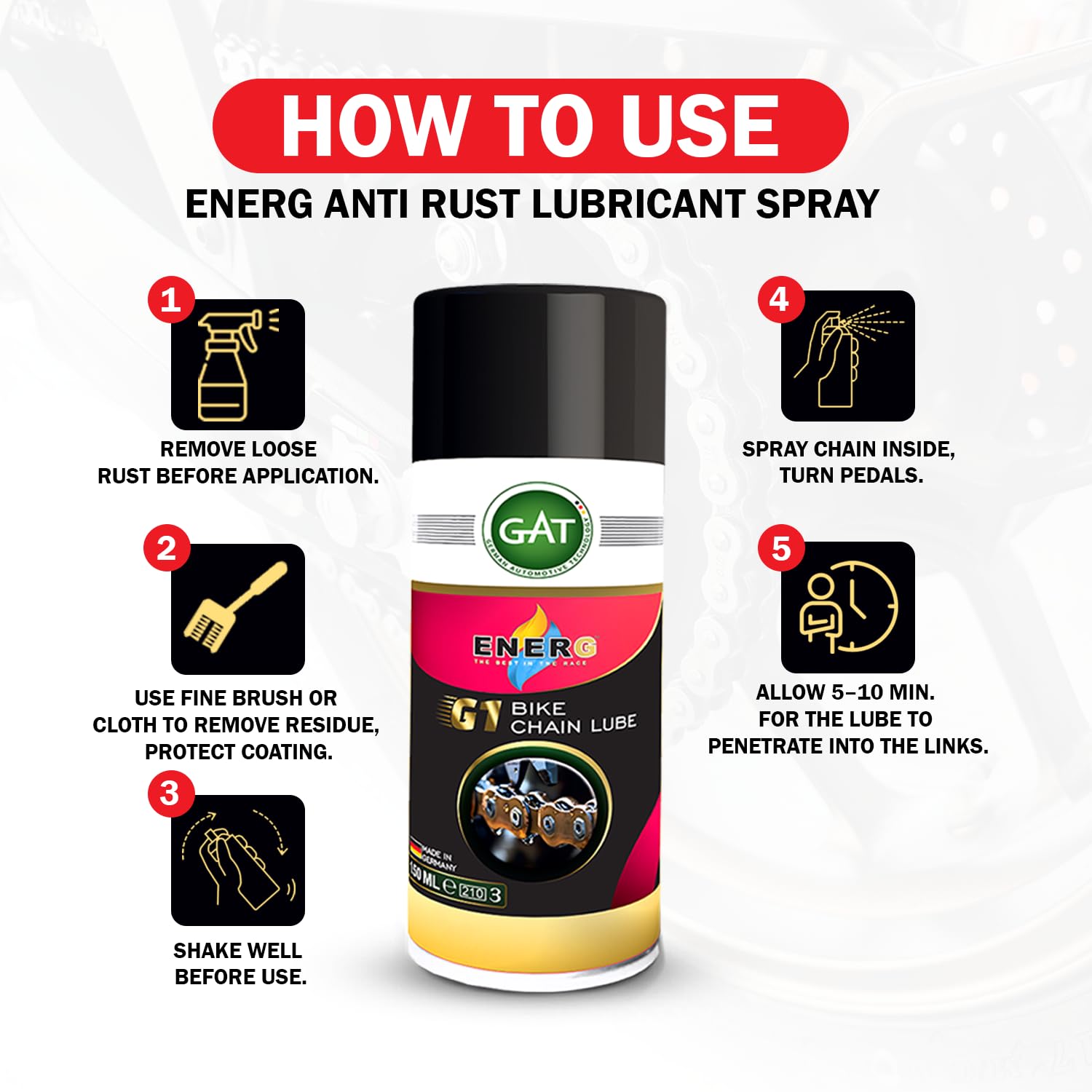 ENERG G1 Bike Chain Lube Spray 150ml 1