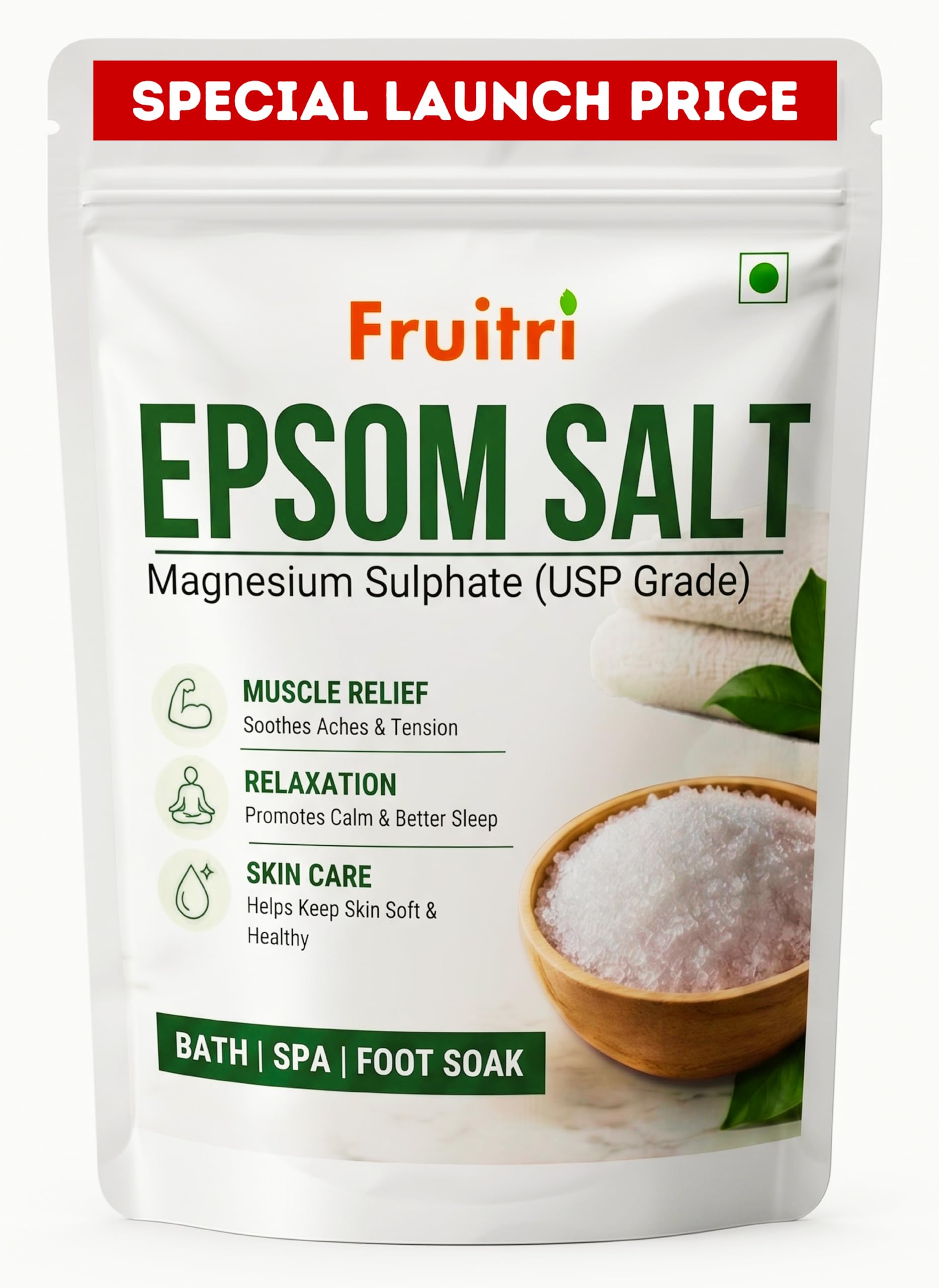 Fruitri Epsom Bath Salt Crystals (Magnesium Sulfate) for Relaxing Bath Soak | Relieves Muscle Aches, Pain & Stress | Natural Detox & Refreshing Spa Experience-image-41