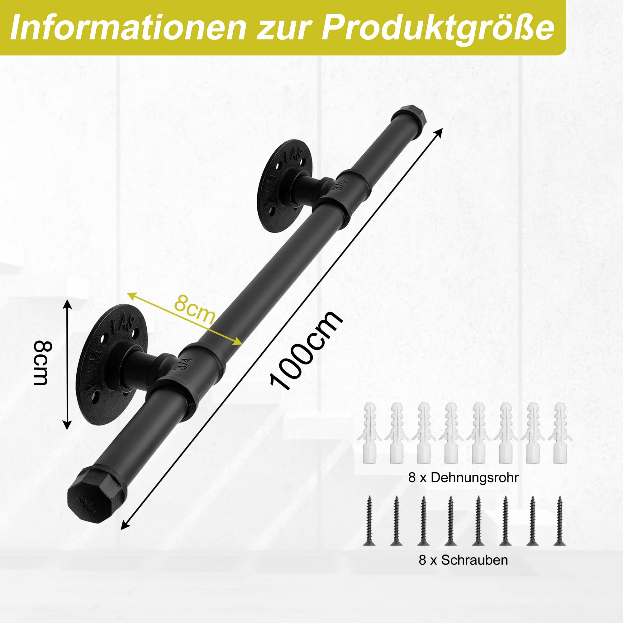 Ivol Zwarte Trapleuning 100 Cm