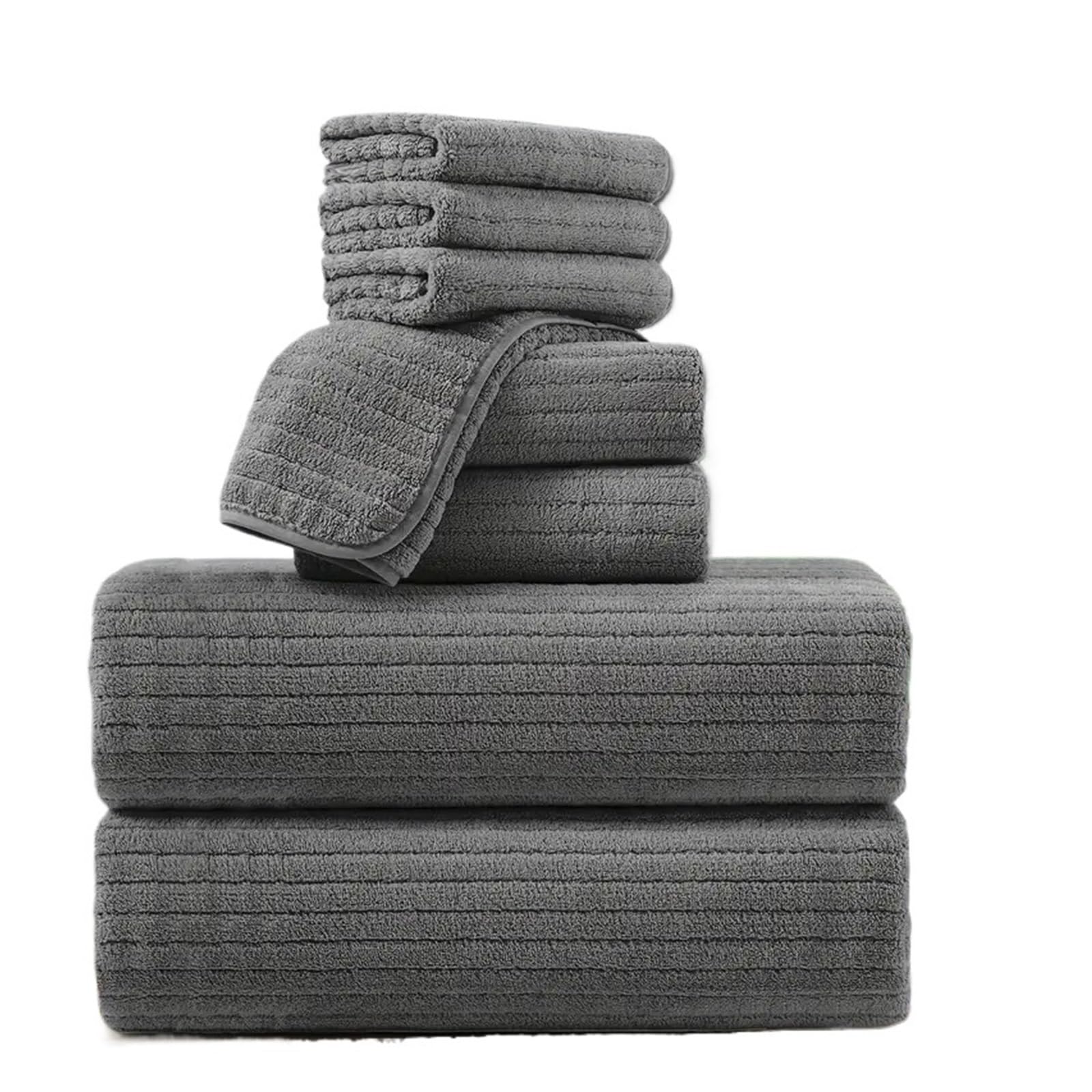 FGUJSUR Bath Towel 8 Pcs Bath Towel Set - 4 Washcloths, 2 Face Towels & Absorbent & Quick Dry, Ideal For Bathroom, Gym & Hotel Use(8pcs Grey)