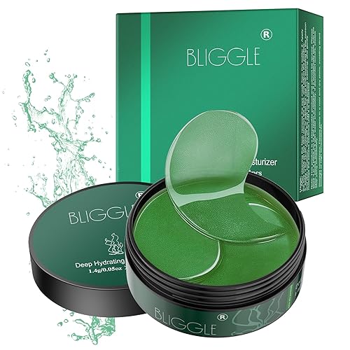 Parches para debajo de los ojos (64 piezas) - Máscara de ojos de té verde con ácido hialurónico, cuidado de los ojos refrescantes para ojos