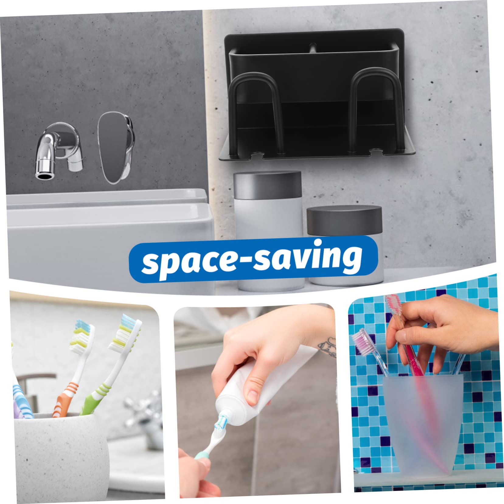 Zahnbürstenhalter und Platzsparendem Design aus Aluminium zur Wandmontage Schmaler Badezimmer Organizer mit Starker Tragfähigkeit für Badezimmer