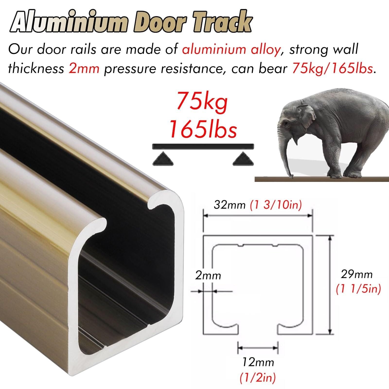 Aluminiowe okucia kieszonkowe do nowoczesnych drzwi do stodoły o długości 0,9 m - 2,4 m - gładki system szyn do drzwi przesuwnych z lustrem łatwy montaż 254 cm długości stylowe brązowe wykończenie