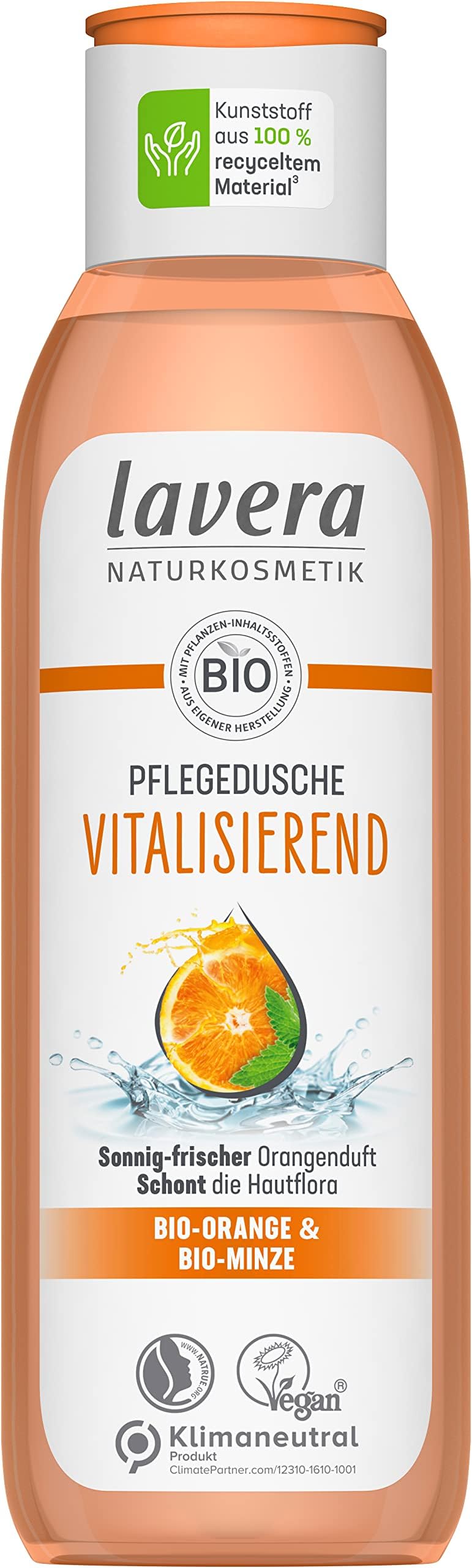 Vitalising Shower Gel โ Organic Orange & Organic Mint โ Natural Cosmetics โ Vegan โ Shower Gel โ pH Neutral โ Cleans Particularly Gently โ 1 x 250 ml