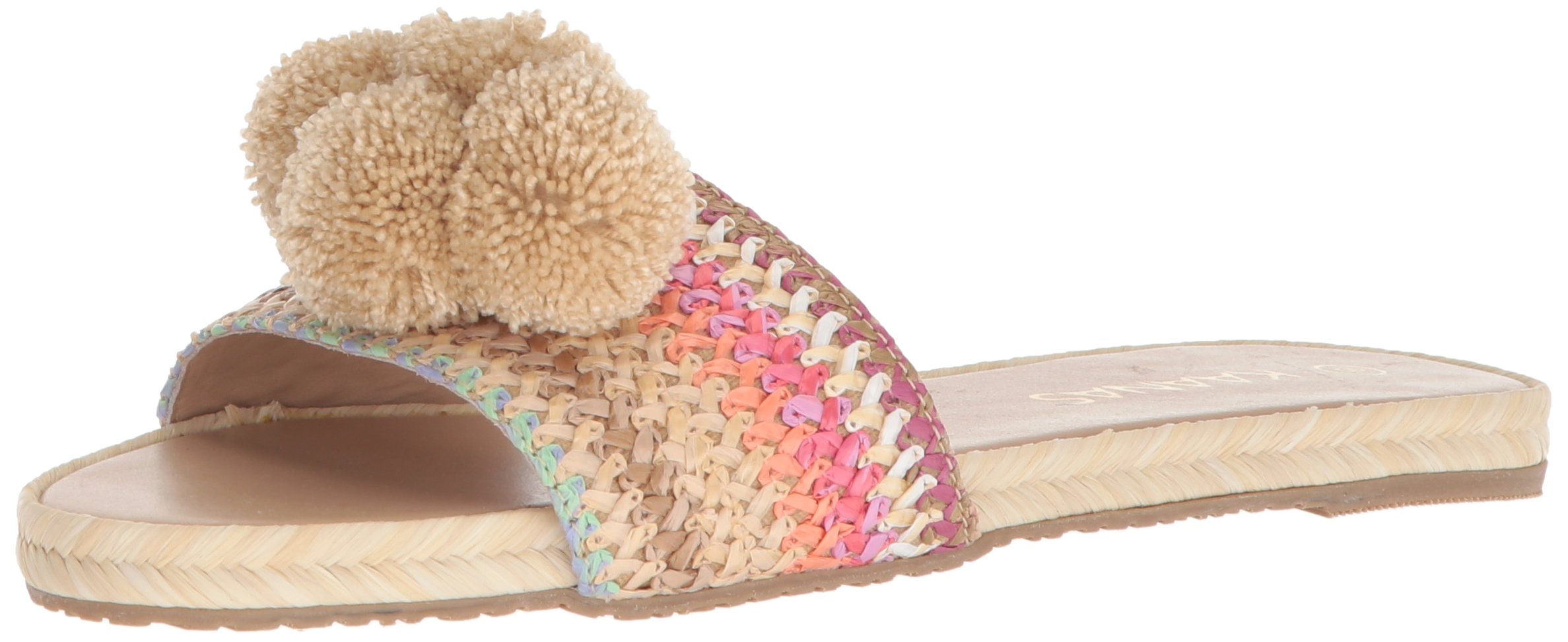 KAANASSanta Helena Slip on Pom Pom Flat Sandal womens Sandal