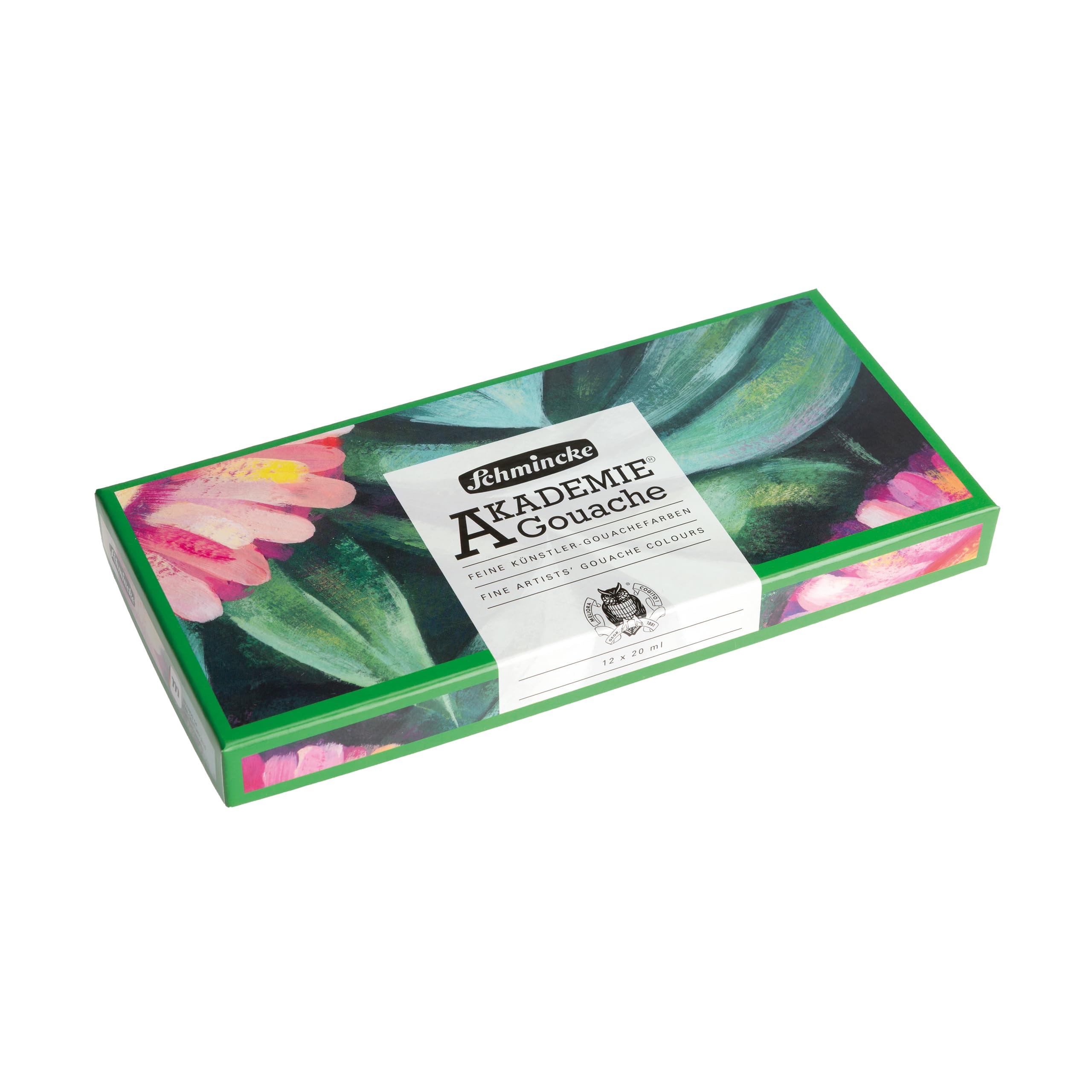 Schmincke Akademie Lot de 12 tubes de peinture Gouache en carton avec 12 tubes de 20 ml chacun, assortiment de base, peinture gouache fine, veloutée opaque, 72730097