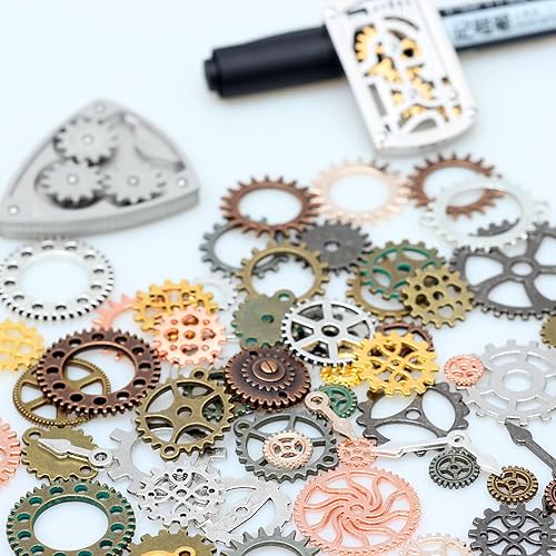 Miniatura 4 de stino Dijes de metal antiguo vintage de 3.53 oz para hacer joyas, plata y oro a granel, para pulseras, collares, aretes, manualidades
