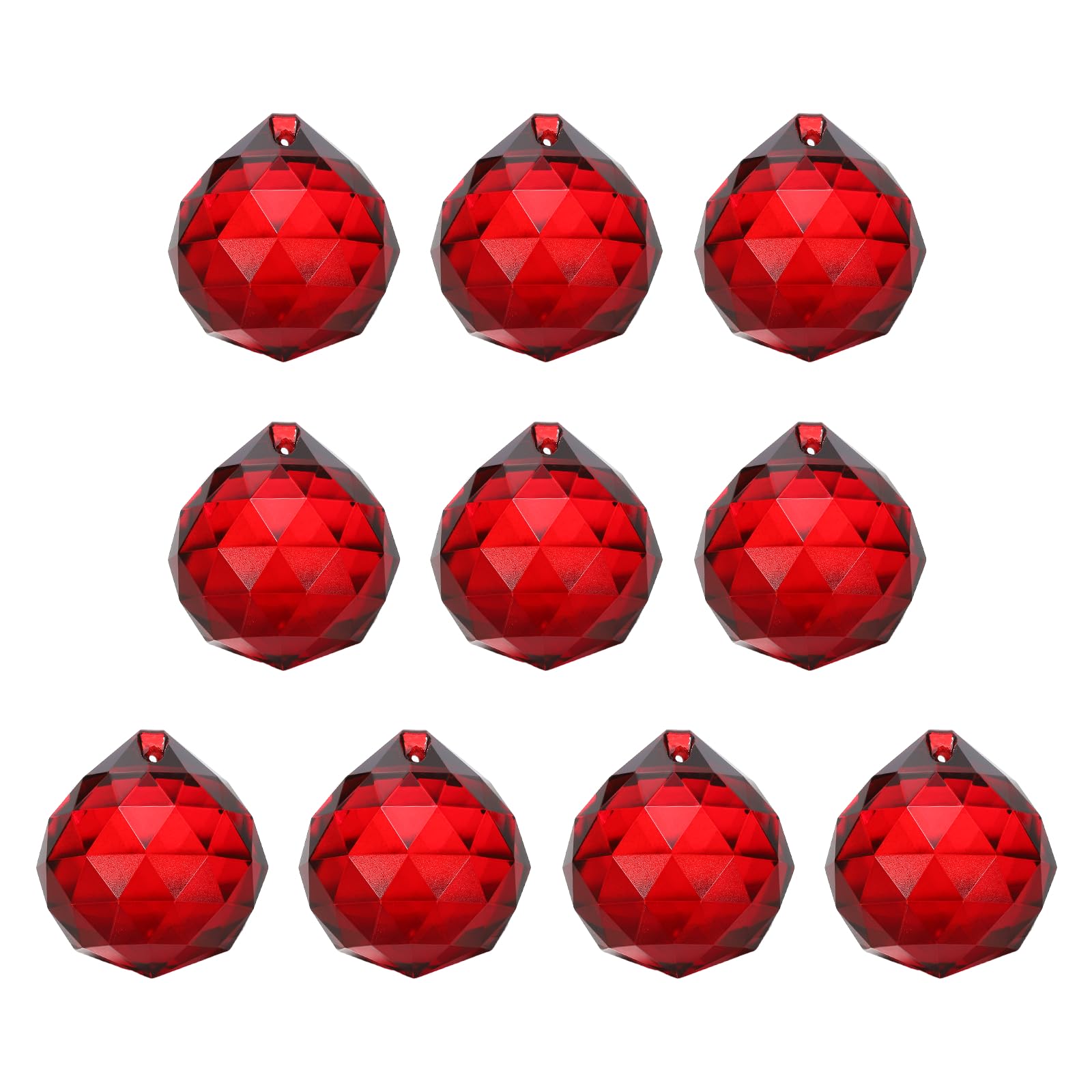 YELARXI Crystal Ball Prisms, Sun Catcher Hanging Prism Sun Catcher Pendant 44mm / 1.73Inch & 10 Pack & Dark Red-Fitting for (Outdoor/Indoor/Windows/DIY Decor/Feng Shui/Chandelier)