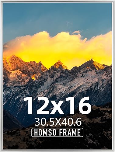 Miniatura 1 de Homso Marco de fotos de 12 x 16 pulgadas en color plateado, marco de póster de 12 x 16 pulgadas con marco de aluminio fino de metal para marcos de
