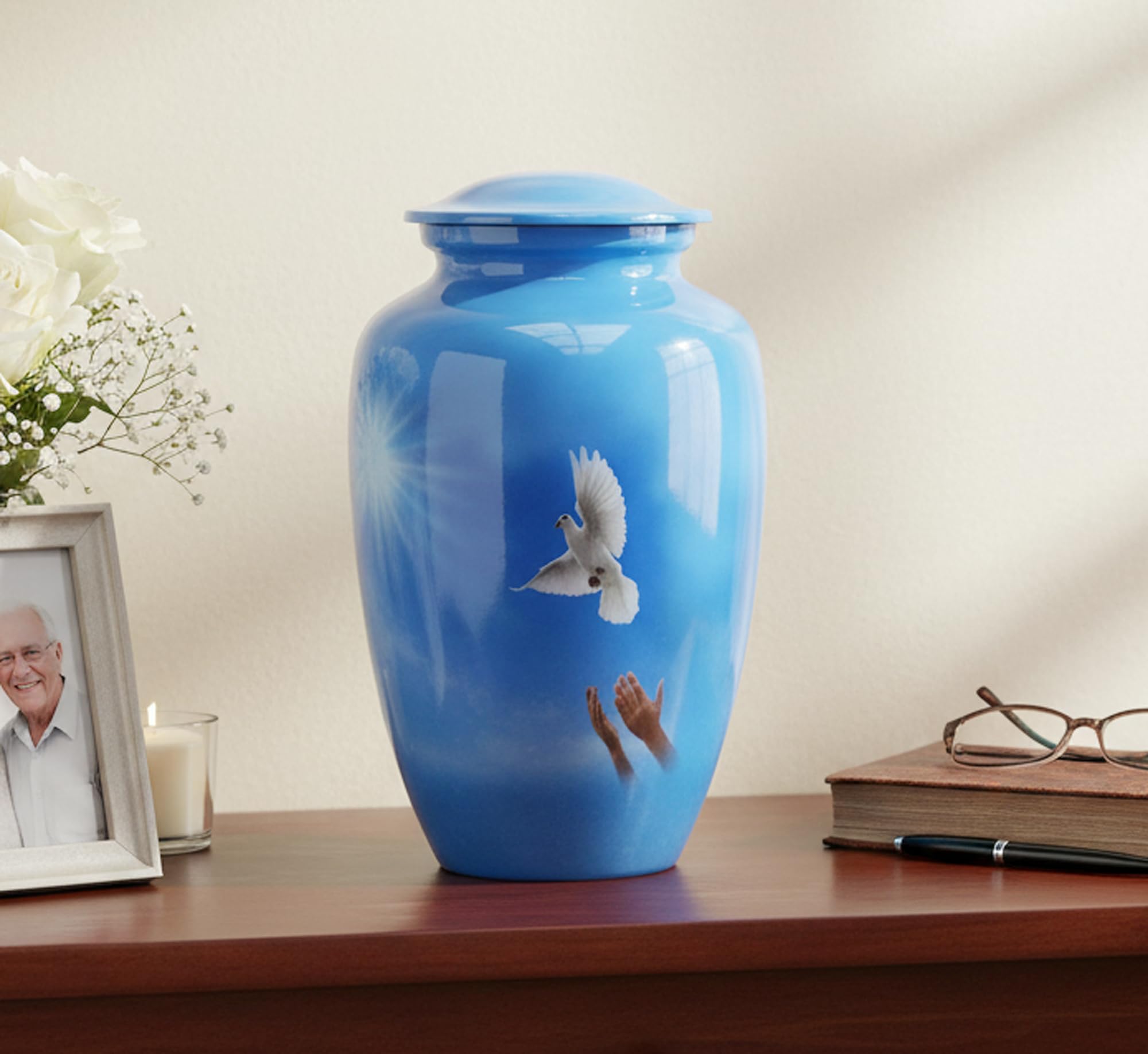 eSplanade Cremation urn Vaso Contenitore Vaso commemorativo | urne di Metallo | urne funerarie | urne ricordo Memorial. (Piccione)