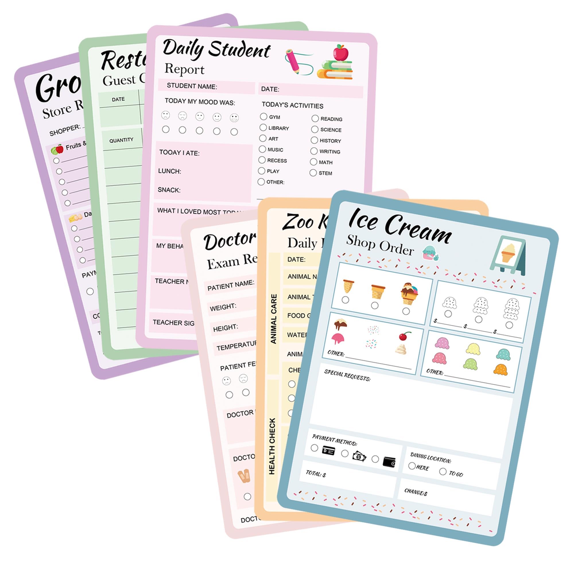 6 Pack Notepads, Doctor’s Report Grocery List Restaurant Guest Checklist Notepads, Imaginative,40 Sheets/Pack