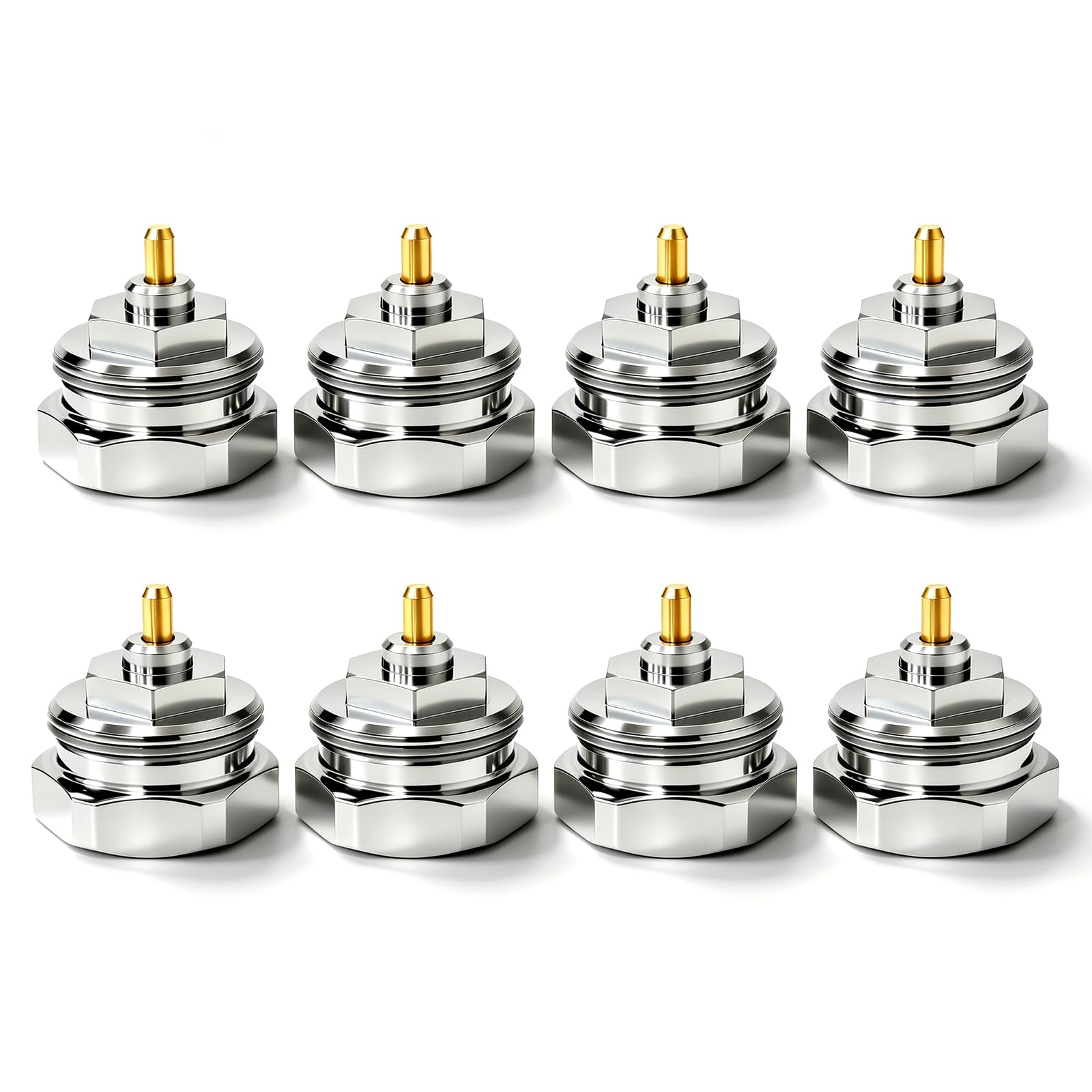 8 Stück Metall Heizkörperventiladapter, Kompatibel mit Oventrop Heizkörperthermostat, Umrüstadapter für Thermostatventile von Gewinde M30 x 1,0 auf M30 x 1,5, aus Messing