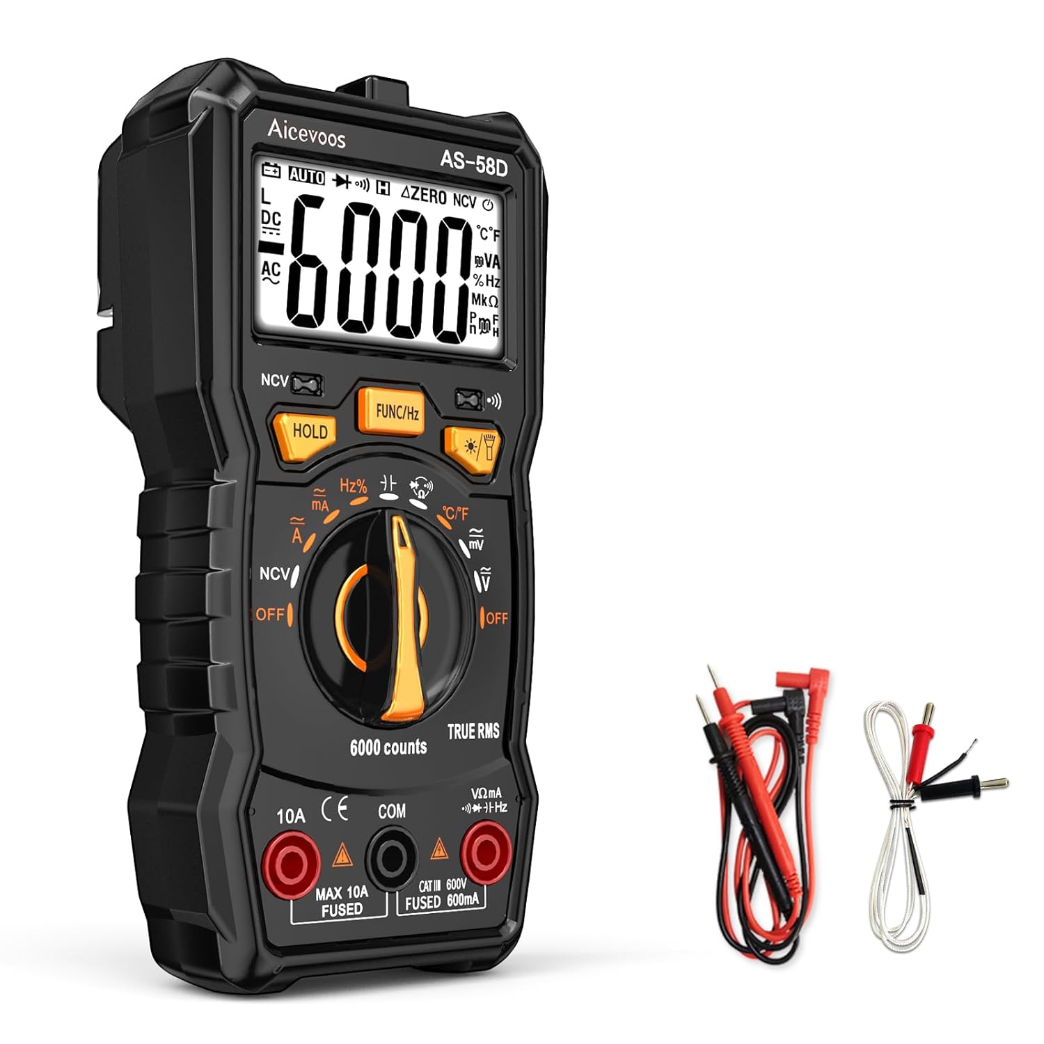 Aicevoos Multimeter Digital Multimeter, 6000 Counts DC AC Voltmeter and Ohm Volt Amp Tester, Auto-Ranging Fast Accurately Measures Voltage Current (DC/AC Current) Aicevoos Multimeter Digital Multimeter, 6000 Counts DC AC Voltmeter and Ohm Volt Amp Tester, Auto-Ranging Fast Accurately Measures Voltage Current (DC/AC Current)