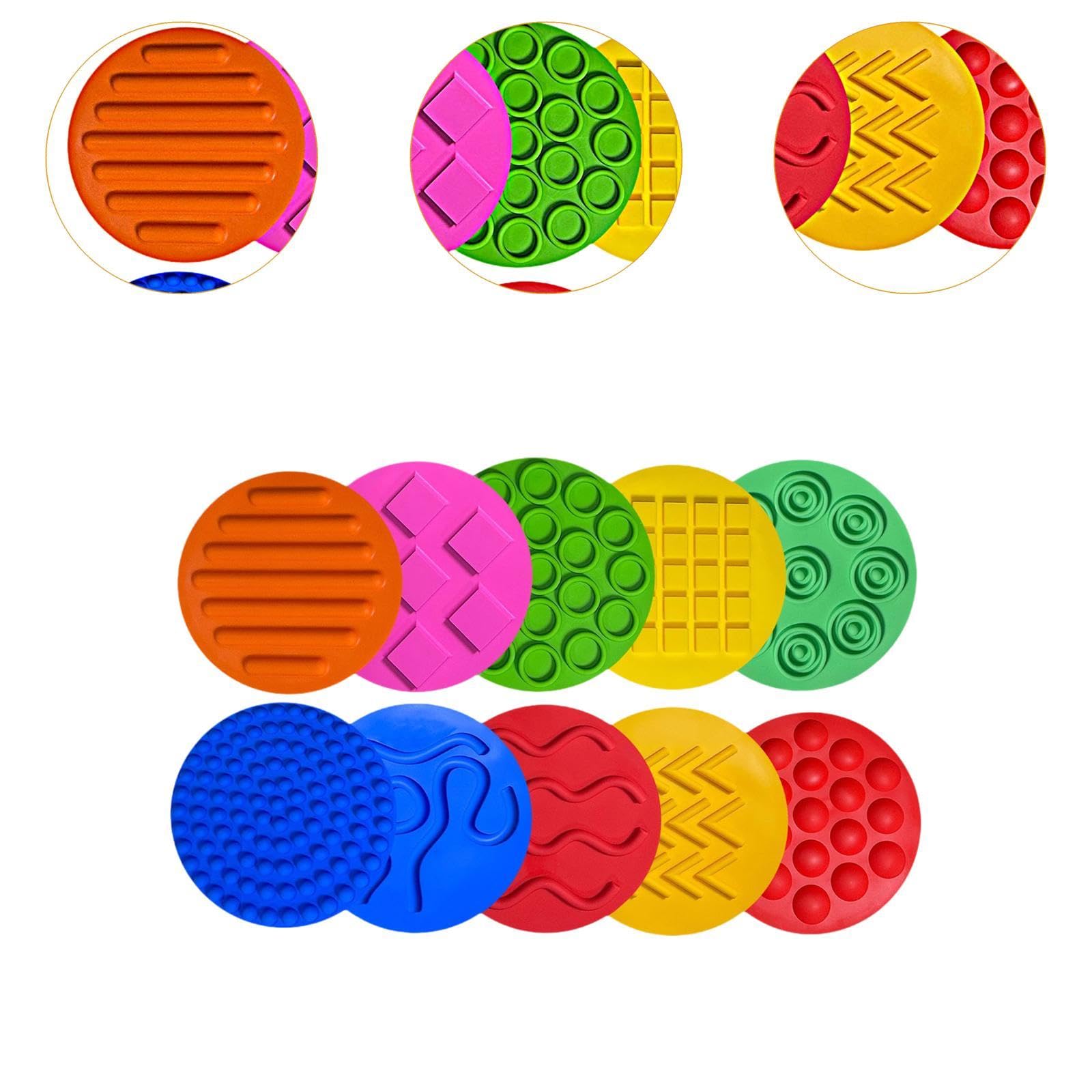 10 Stück Sensory Mat Sensorikpads Kreisscheiben Touchmatten Spielplatten für Lernfördernde Aktivitäten für Kinder Kindergarten Vorschulgruppe