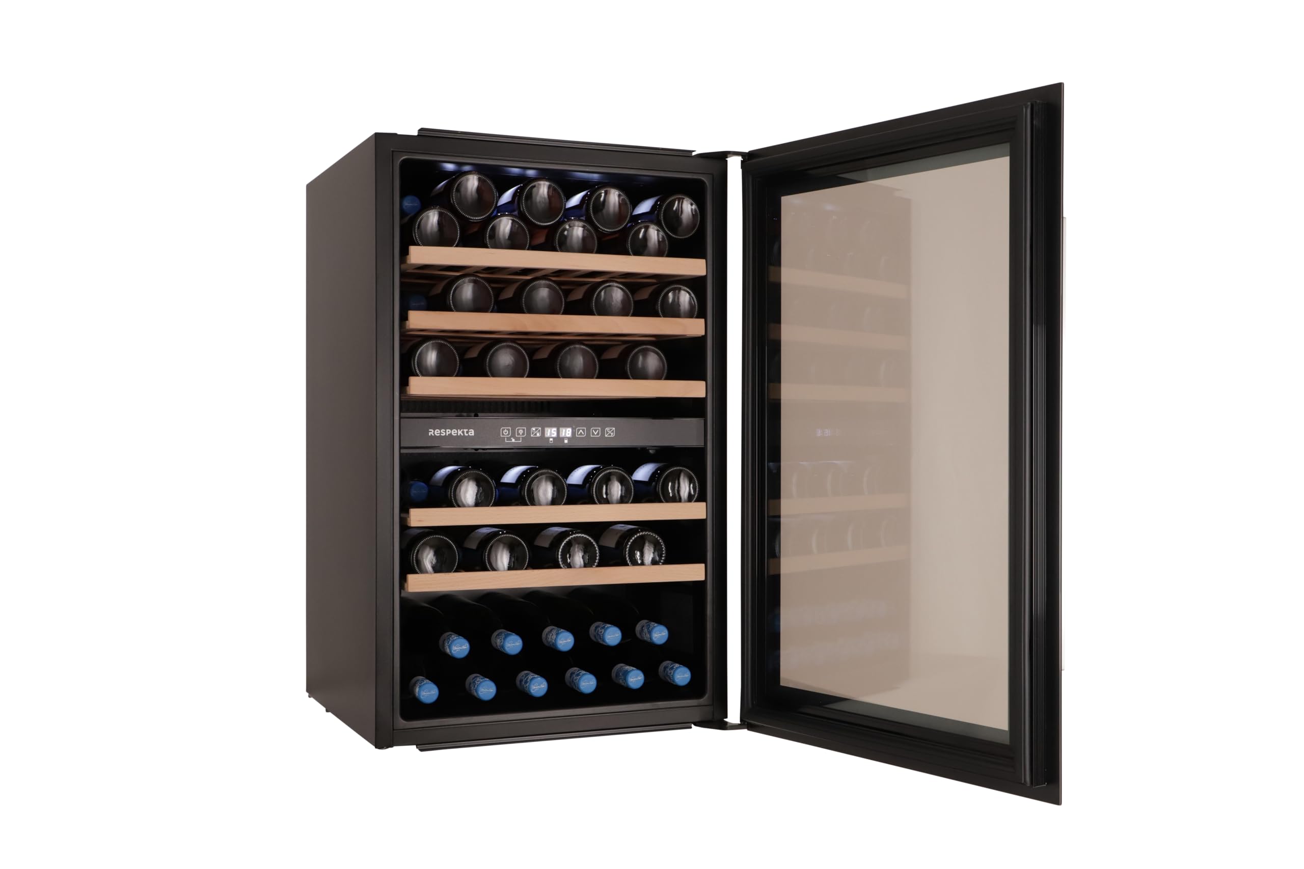 Respekta Einbau-Weinkühlschrank 57 Flaschen 143 L 2 Temperaturzonen 5°-22°C Touch Control LED Leuchte 38 dB WKSE 57-19