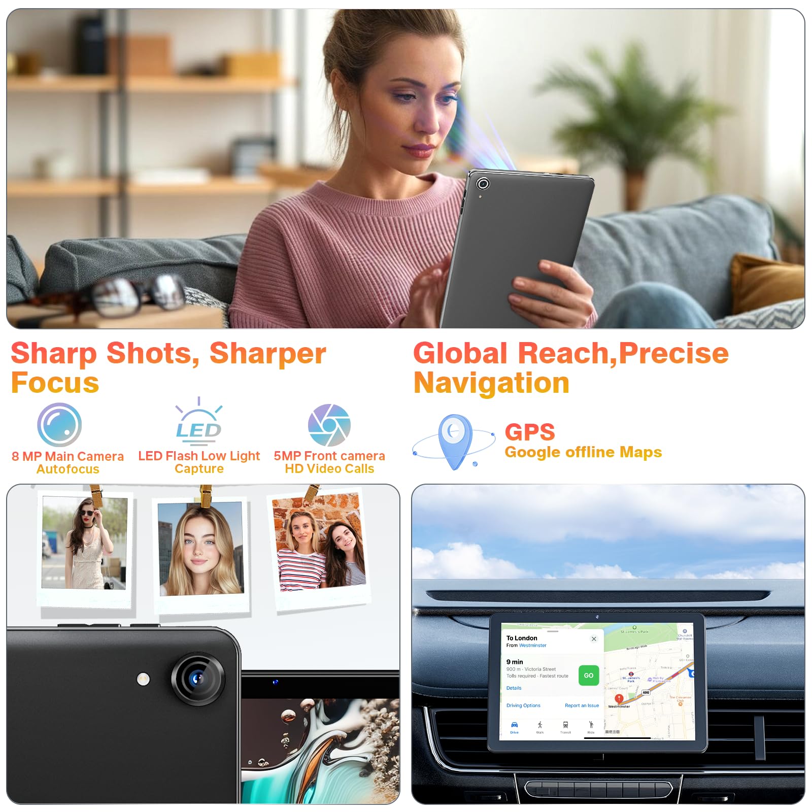 Tablet Android 15,10 pulgadas Tabletas, 18GB+128GB, 1TB Expand, Widevine L1 Compatible Octa-Core Tablet con WiFi 5, BT5.2, 6000mAh, CPU T310, GPS, alto rendimiento, procesador, cámara dual 4