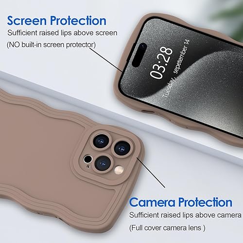 Miniatura 2 de Anuck Funda para iPhone 15 Pro, diseño de marco rizado para mujeres y niñas, bonita funda de teléfono estética de color liso, suave, flexible, TPU a