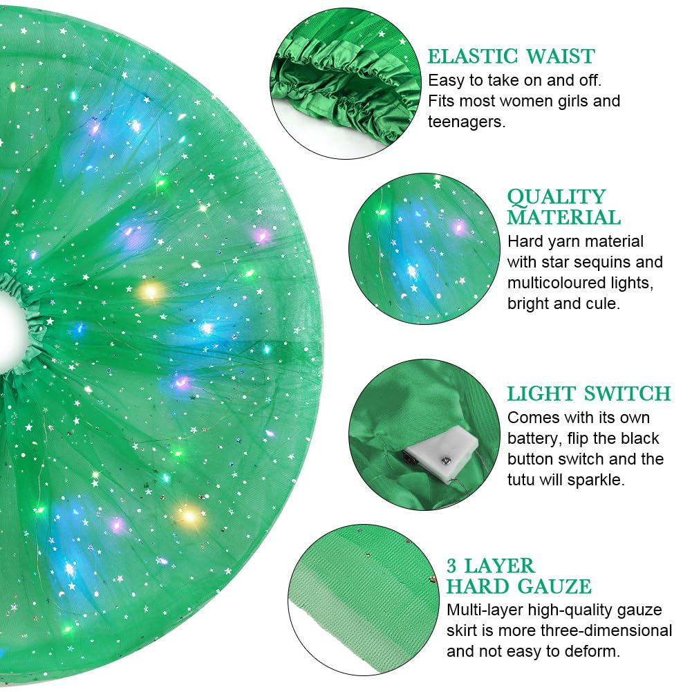 URAQT Gonna Tulle LED per Bambina, Gonna a tutù in Tulle Luminoso, Gonna tutù Ragazze in Tulle con 3 modalità di Illuminazione, per Feste Carnevale Halloween Spettacolo Danza Fotografia