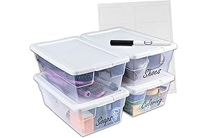 Sterilite 6 Qt Crystal Clear Stackable Plastic Storage Bins (Bundle)