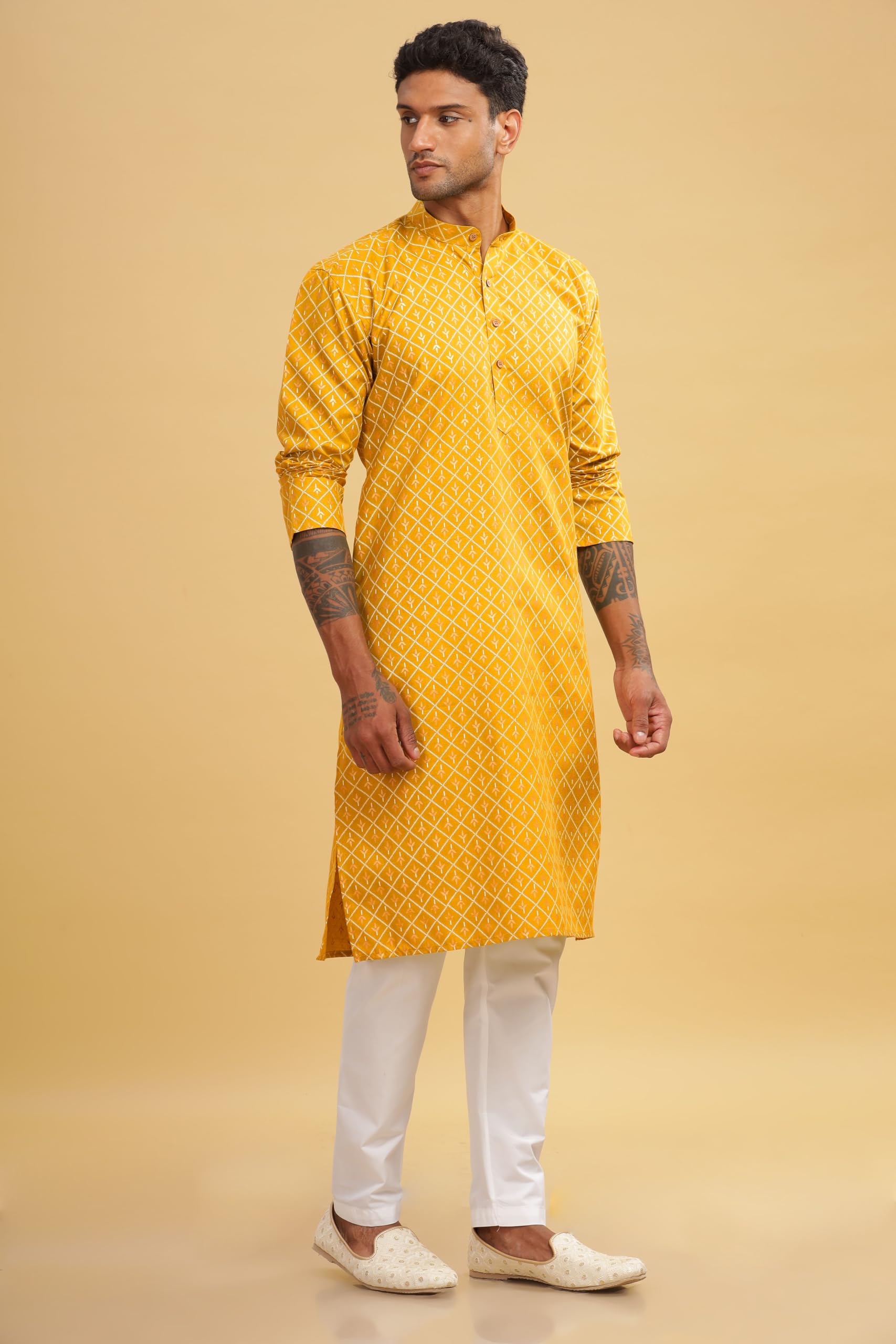 BE ACTIVE Cotton | Traditional and Elegant Look | Indian Kurta for Men | Full Sleeve Kurta C-RF0062 KR 1 L - Image 5 thumbnail
