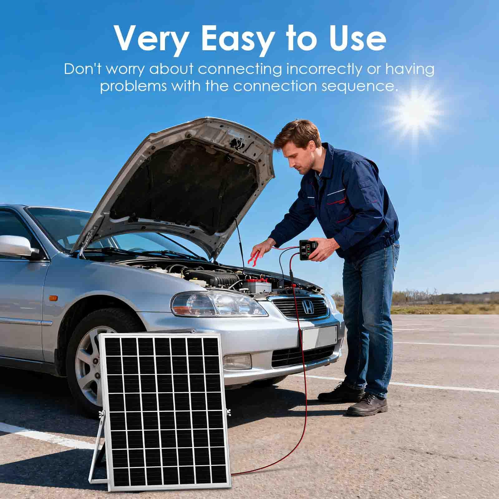 Cargador de batería con energía solar, 20 W, 12 V, kit de panel solar, controlador de carga MPPT con 8 funciones de protección, IP68, resistente al agua para caravana, remolque, automóvil, motocicleta