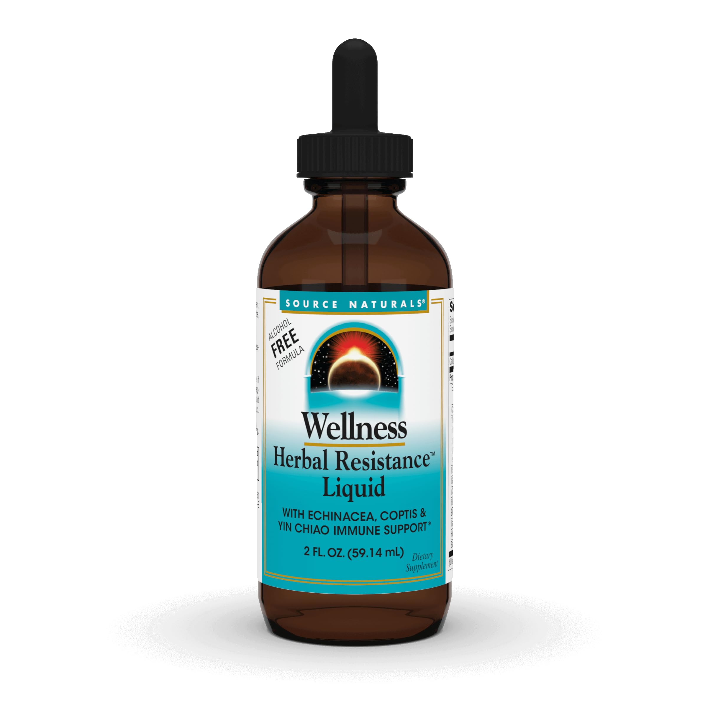 Source Naturals Wellness Herbal Resistance Liquid with Echinacea, Coptis, and Yin Chiao, Immune Support* - Alcohol Free - 2 OZ