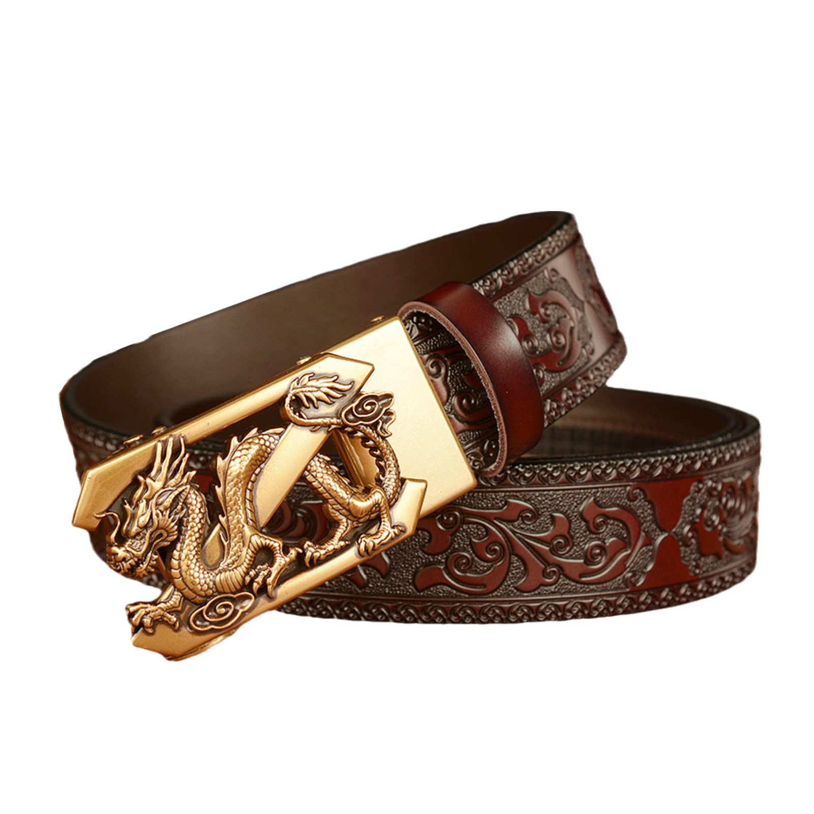 Ceinture automatique en cuir café 125cm, cadeau idéal élégant homme
