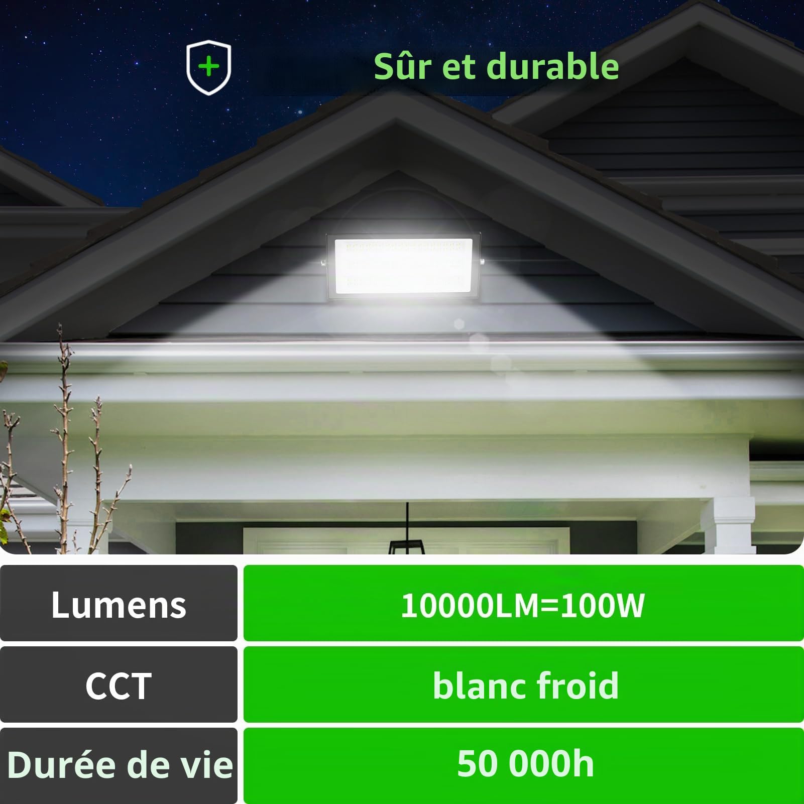 papasbox 100W Projecteur LED Extérieur - 4PACK 10000LM Lumineux Spot LED Extérieur avec Transformateur, Projecteur Exterieur Blanc Froid 6500k, IP66 Étanche Eclairage Exterieur pour Garage, Stade