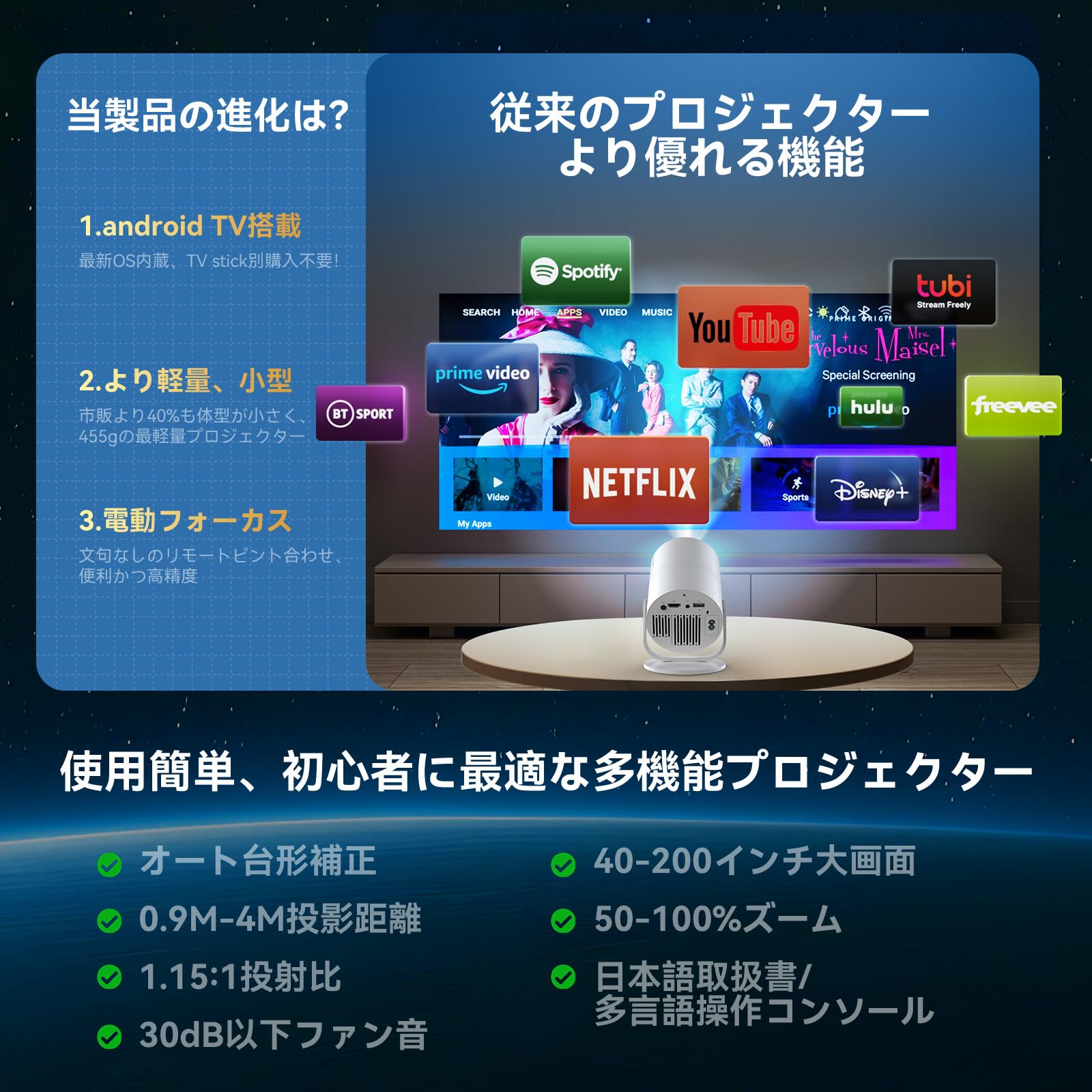 Amazon.co.jp: Tecaki 2025年 超小型 プロジエクター 家庭用