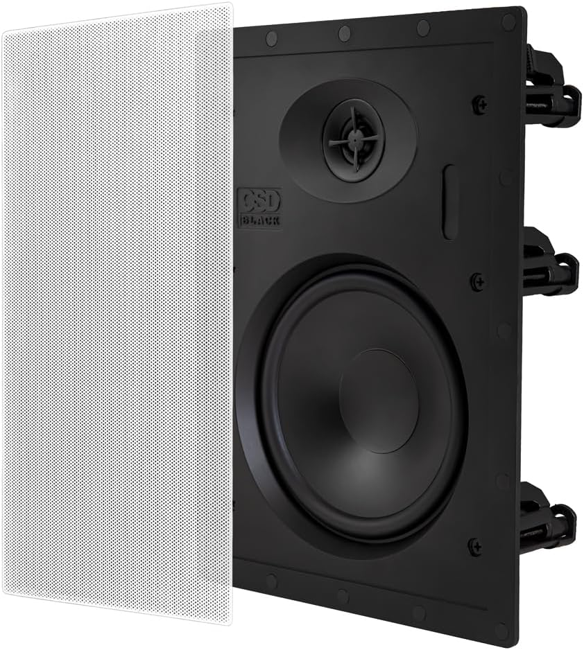 OSD Audio 6.5" in-Wall Speaker Pair - Audiophile-Grade, Slim Profile Design for Home Theater, Whole House Audio, and Stereo Setups, BK-T61