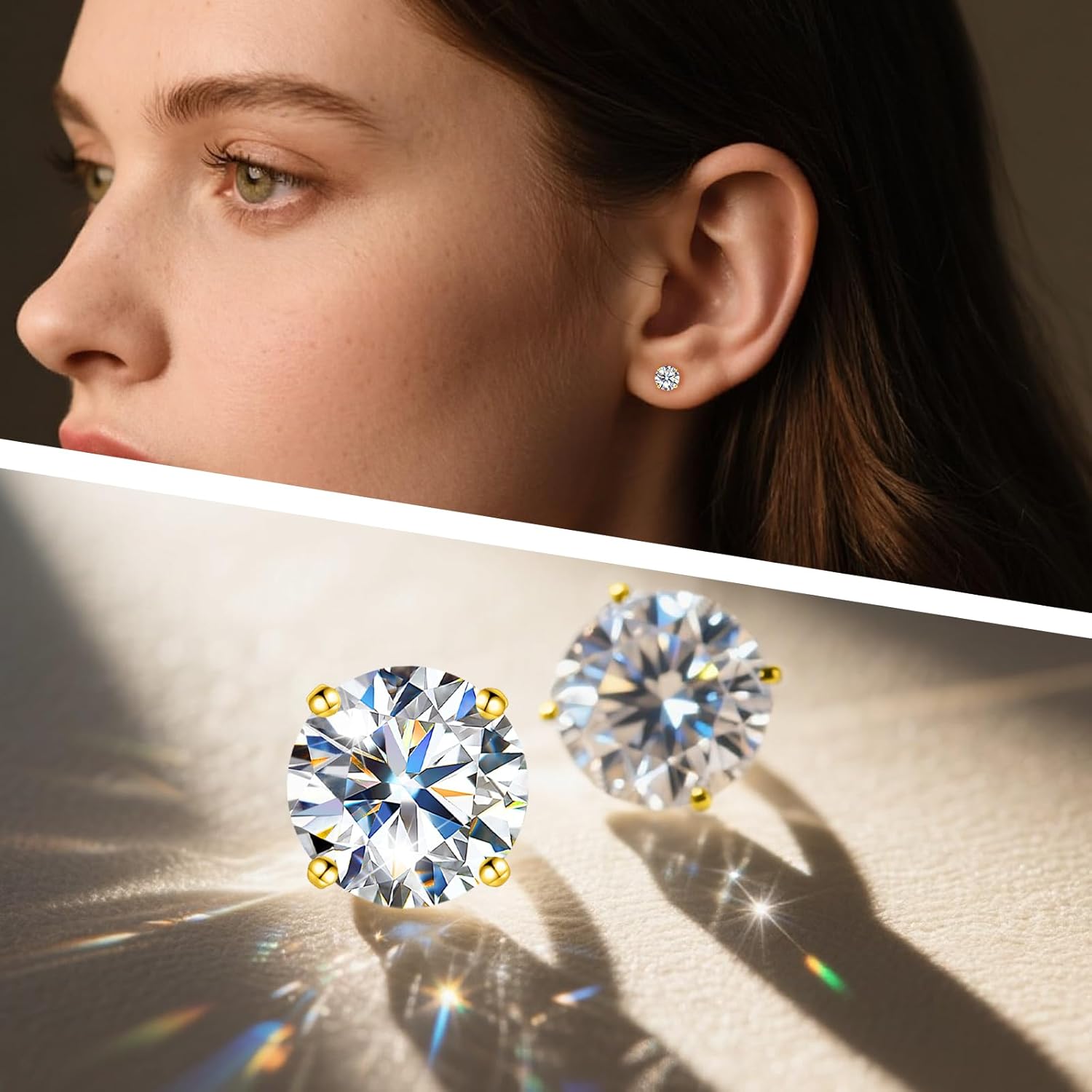 Limerencia Moissanite Internal Thread 18G Titanium Earrings, Hypoallergenic F136 Titanium Flat Back Piercing Studs, VVS1 Lab-created Moissanite Studs for Women Men Tragus Helix Cartilage Conch Labret